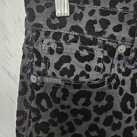 Madewell Jeans Black Leopard Velour Flocked Mid Rise Punk Goth Skinny 26 - Picture 3 of 12
